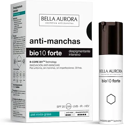 Bella Aurora Anti-Manchas Intensivo Piel Mixta-Grasa SPF 20, 30 ml | Crema Anti-edad para Manchas en la Cara | Tratamiento Despigmentante Facial | Bio10 Forte  