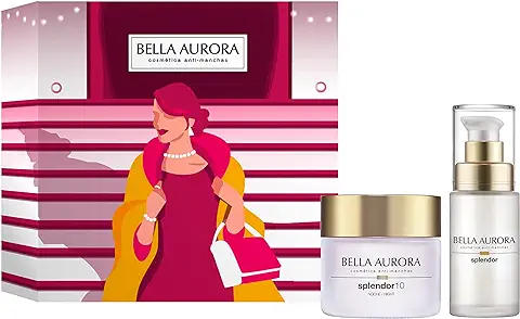 Bella Aurora Pack Crema de Noche Splendor 10 Antiedad 50ml + Sérum Antiedad Splendor 30ml | Cuidado Facial Antiage para Pieles Maduras | Efecto Lifting, Antimanchas y Antiarrugas  