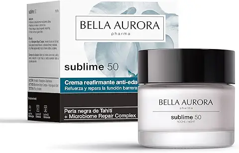 BELLA AURORA - Sublime 50 ml, Crema Facial de Noche Anti-Edad Regeneradora, Piel Sensible, Anti-Arrugas con Efecto Lifting, Pieles a Partir de 50 Años, Cuida y Mejora el Microbioma de la Piel  