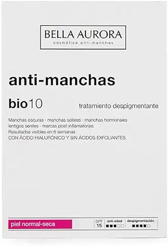 Bella Aurora Tratamiento Anti-Manchas Cara Piel Seca SPF 15, 30 ml | Despigmentante Facial | Crema Quita-manchas Cara | Bio 10  