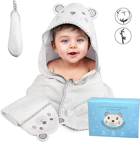 BelleStyle Toalla de Baño Bebé, Baby Toalla con Capucha, Capa de Baño Bebé Infantil, Toalla Bebe Recien Nacido, Ultra Suave Hipoalergénica de Bambú Orgánico Super Absorbente, Regalo Niños y Niñas  