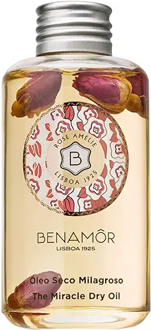 Benamôr - Aceite Seco Milagroso de Rosa Amelia - 99% Ingredientes Naturales - Con Aceite de Argán, Girasol y Almendras Dulces - Cara, Cuerpo, Cabello - Con Rosas Reales - Botella 100ml  