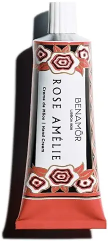 Benamôr - Crema de Manos Revitalizante Rosa Amélie - 99% Ingredientes Naturales - Manteca de Karité, Aceite de Argán, aloe vera - Vegano y Libre de Parabeno - Tubo 30ml  