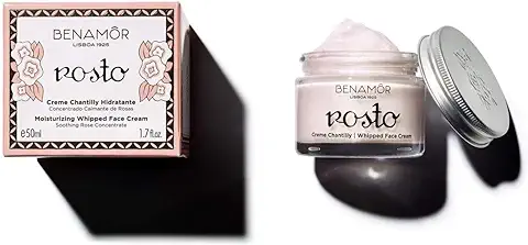 Benamôr - Crema Facial Hidratante Batida - Cuidado Facial - Crema de día con Extracto de rosa Orgánica, Vitamina E - Textura Aérea - Sin Parabeno, Vegano - Frasco de 50 ml  