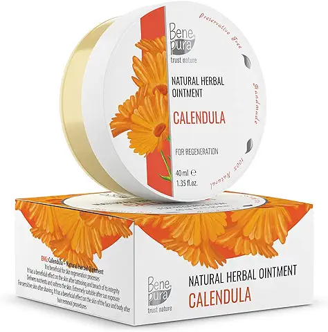 BenePura Pomada Caléndula para Quemaduras, Cicatrices y Heridas - Regenera y Alivio la Piel Después de Cortes y Quemaduras Solares - Ungüento de Hierbas Naturales - 40 ml
