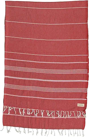 Bersuse 100% Algodón - Anatolia XXL Manta Toalla Turca - Multiusos Colcha de Cama, Funda de Sofa - Fouta para Baño y Playa - Oeko-Tex - 155 x 210 cm, Rojo  