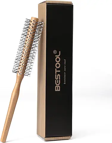 BESTOOL Cepillo Redondo Pequeño para Cabello Corto y Mediano, Cepillo Redondo para Barba de Hombre, Cepillos Redondos para Secar con Secador, para Alisar, Rizos, Flequillo (natural)  