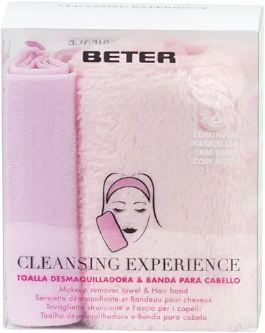 Beter – Toalla Facial Desmaquillante Reutilizable, con Turbante para Cabello, Elimina el Maquillaje solo con Agua, Color Rosa,ideal para Llevar de Viaje  