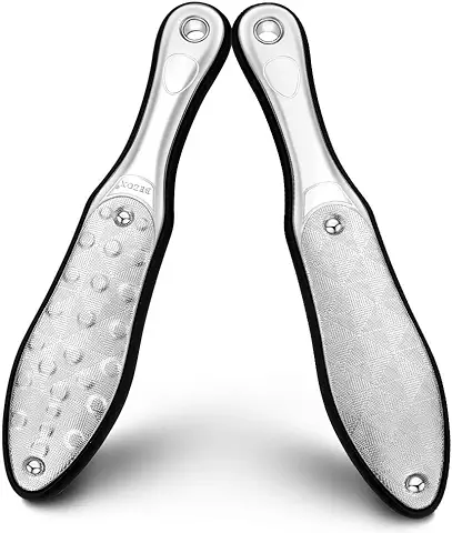 BEZOX Lima de Callos （Acero Inoxidable Completo）Embellecedora de Piel Muerta dura y Cuarteada - Exfoliante de Pies Doble Superficie Abra  