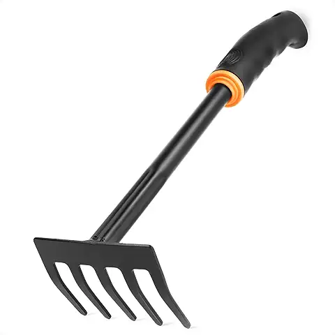BFG Rastrillo de Jardín Robusto, 9cm de Ancho, 32cm de Largo, Rastrillo de Tierra, Herramienta de Jardín y Huerto, Rastrillo Manual, Mango Ergonómico, Acero al Carbono  