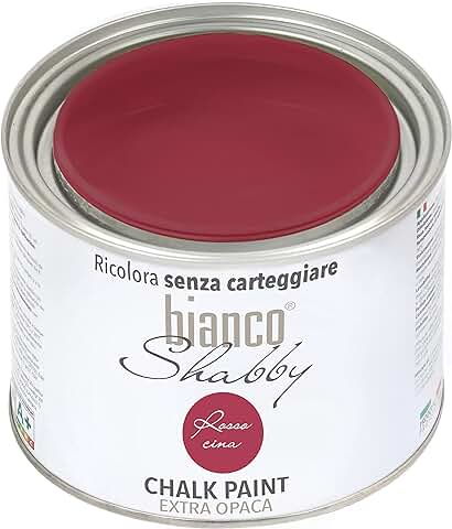 BiancoShabby® Chalk Paint Rosso Cina Pintura Shabby Chic Vintage para Muebles y Paredes Extra Mate Vuelva a dar Color Fácilmente todo tipo de Material sin Lijar (500 ml Paquete de 1)  