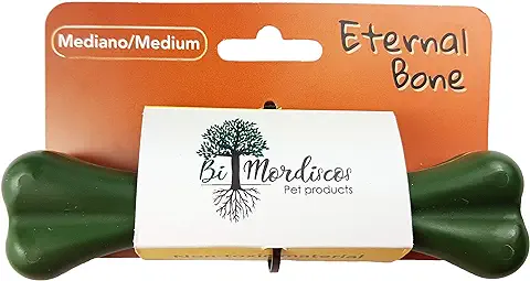 BiMordiscos Pet Products Eternal Bone Juguete Mordedor Indestructible para Perros - Seguro - no Tóxico - Hueso - Masticar - Entretenimiento - Limpieza Bucal (Mediano)  