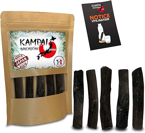 Binchotan Japonés Orgánico Auténtico | 20g x5 | Forma de Botella Especial de 100 g | Filtra Hasta 1 l / 20 g | Agua de Carbón Activado de Bois Végétal – Purifica el agua del Grifo Bichotan  