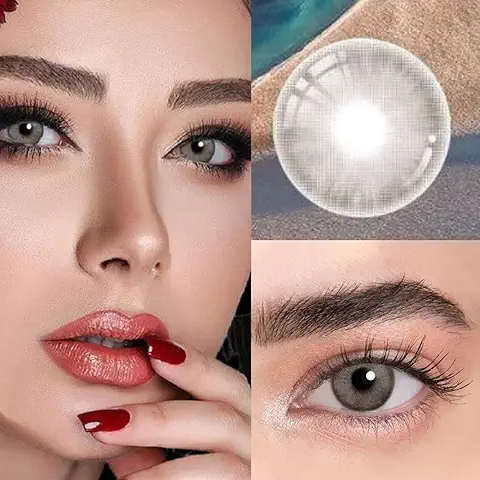 BIO-ESSENCE Pack Lentillas de Hidrogel Blandas 1 par Lentes de Contacto Color gris sin Graduación. Duración: 12 Meses. De Regalo Estuche y 10ml de Solución (GRIS ESPACIAL)  