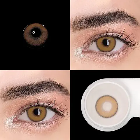 BIO-ESSENCE Pack Lentillas de Hidrogel Blandas 1 par Lentes de Contacto Color Marrón sin Graduación. Duración: 12 Meses. Incluye de Regalo Estuche y 10ml de Solución. Color Marrón Sorayama  