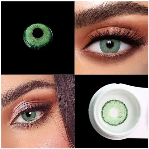 BIO-ESSENCE Pack Lentillas de Hidrogel Blandas 1 par Lentes de Contacto Color Verde sin Graduación. Duración: 12 Meses. Con Estuche y 10ml de Solución (VERDE MAGICO)  