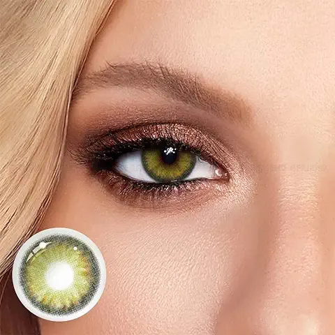 Bio-essence Pack Lentillas de Hidrogel Blandas 1 par Lentes de Contacto Color Verde sin Graduación. Duración: 12 Meses. Incluye de Regalo Estuche y 10ml de Solución Verde Intuición  