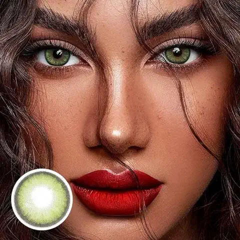 BIO-ESSENCE Pack Lentillas de Hidrogel Blandas 1 par Lentes de Contacto Color Verde sin Graduación. Duración: 12 Meses. Incluye de Regalo Estuche y 10ml de Solución. Color Mirage Verde  
