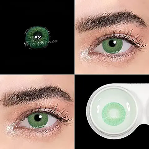 BIO-ESSENCE Pack Lentillas de Hidrogel Blandas 1 par Lentes de Contacto Color Verde sin Graduación. Duración: 12 Meses. Incluye de Regalo Estuche y 10ml de Solución. Color Verde Esmeralda  