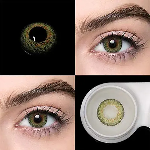 BIO-ESSENCE Pack Lentillas de Hidrogel Blandas 1 par Lentes de Contacto de Color sin Graduación. Duración: 12 Meses. Con Estuche y 10ml de Solución (VERDE NATURAL)  