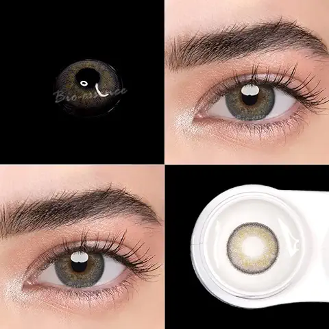 Bio-essence Pack Lentillas de Hidrogel Blandas 1 par Lentes de Contacto sin Graduación Duración: 12 Meses Incluye Estuche y 10ml de Solución Color Gris Ruso  