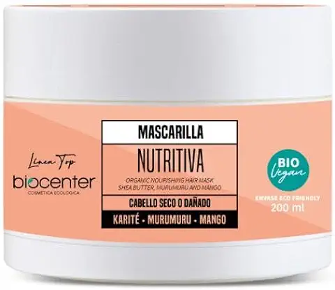 BIOCENTER Mascarilla Capilar Natural Nutritiva - Línea Top - Ecológica y Vegana 200 ml  