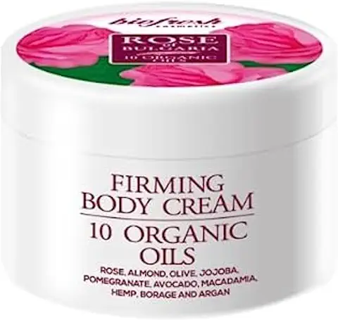 Biofresh Cosmetics Rose of Bulgaria Crema Corporal Reafirmante 10 Aceites Orgánicos 300 ml de Rosa, Almendra, Oliva, Jojoba, Granada, Aguacate, Macadamia, Argán, Crema Corporal Firming  