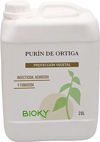 Bioky® Purín de Ortiga Ecológico - Fungicida, Repelente y Fertilizante - Corrector de Carencias de Hierro en Plantas (Clorosis Férrica) - Control de Plagas y Hongos - Poder Reverdeciente Natural (20L)  