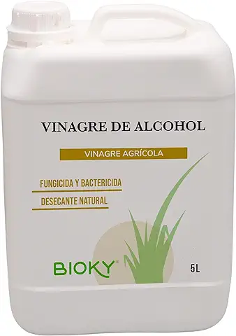 Bioky® Vinagre de Alcohol Concentrado – Herbicida Total Natural de Vinagre - Elimina Malas Hierbas - Agricultura Ecológica - Desincrustante Calcáreo – Sin Residuo - Desecante y Bactericida (5L)  