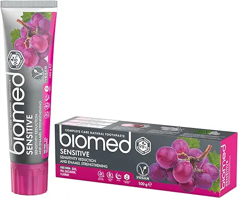 Biomed Sensitive Libre Fluoruro Pasta de Dientes Contra Sensible Dientes con 99% Natural Ingredientes  