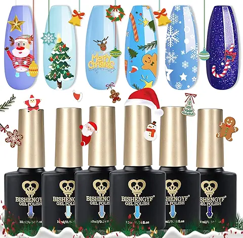 BISHENGYF Juego de laca de Uñas de gel, 6 Piezas Juego de laca de Uñas Shellac Blue Sky Ocean Heart Juego de laca de Uñas Soak LED Nail Artpara Mujeres DIY Home Salon  