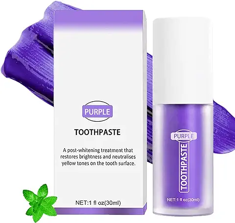 Blanqueador Dental,Blanqueador Dientes Profesional,Blanqueamiento Dental Pasta de Dientes Morada,Pasta de Dientes Blanqueadora de Viaje, Eliminación de Manchas en Los Dientes  