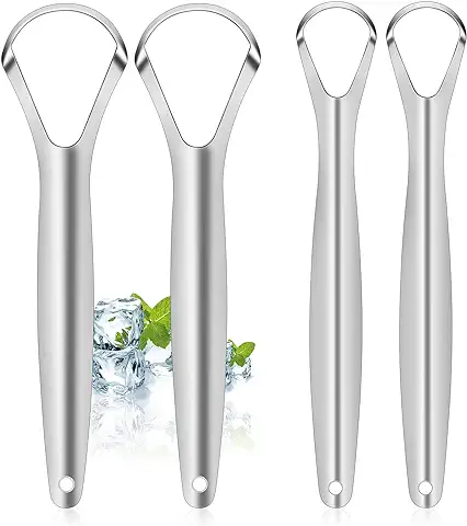 Blendura Set de 4 Raspadores de Lengua, Limpiadores de Lengua de Acero Inoxidable, Tongue Scraper para Adultos y Niños  