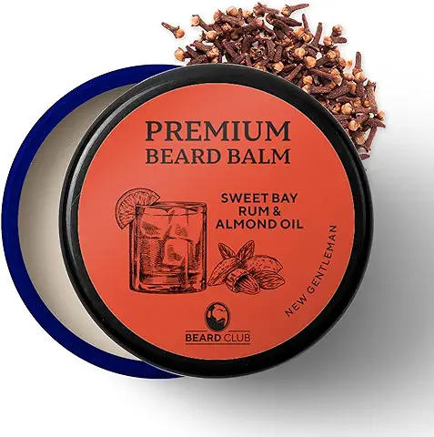 Bálsamo Barba Premium | Sweet Bay Rum | Beard Club | Los Mejores Barba de Loción Suavizante| Naturales y Orgánicos | Excelente Para el Cuidado del Cabello y el Crecimiento  