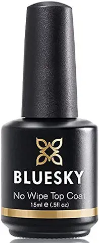 BLUESKY No Wipe Top Coat 10/15 ml – UV/LED capa Superior que dura Hasta 3 Semanas (BLUESKY No Wipe Top Coat 15 ml)  