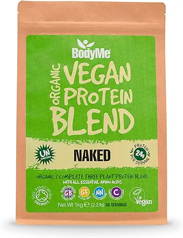 BodyMe Mezcla de 24g Proteina Vegana Organica en Polvo | Naked Natural | 1kg | Sin Edulcorante | Baja Carb | Sin Gluten | Todos Aminoacidos Esenciales  