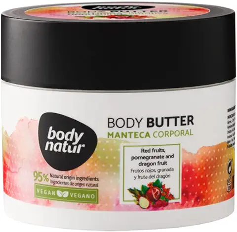 BODYNATUR - Manteca Corporal de Frutos Rojos - Vegan Body Butter - Crema para Pieles Secas - Unisex - 200 ML  