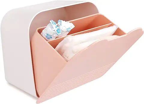 Bolsa de Almacenamiento para Servilletas Sanitarias,Caja Bolsa Compresas Mujer,Plásticos Porta Compresas y Tampones Caja 15.5 * 15.5 * 9cm Bolsa para Compresas Niñas para Baño(rosa)  