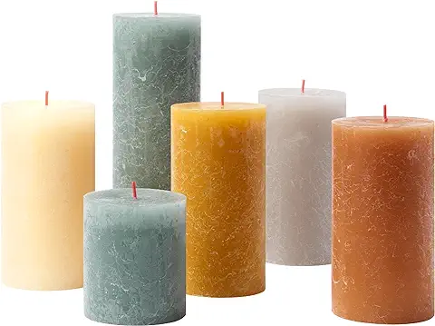 Bolsius Juego de Regalo de Velas Rústicas, Ambiente Nórdico, caja de 6, Largo Tiempo de Combustión, para el Hogar, Decoración de Interiores, sin Perfume  