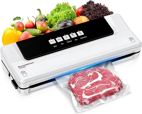 Bonsenkitchen Envasadora al Vacío 5 en 1 para Uso Doméstico y Comercial, Maquina al Vacio de Alimentos, Incluyendo 5 Bolsas (20 x 30 cm), VS2000  