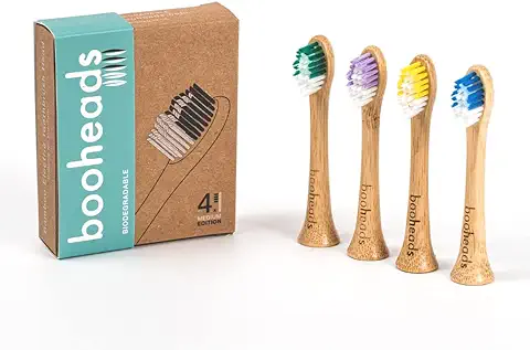 Booheads - Cabezales de Bambú para Cepillo de Dientes Eléctrico, Biodegradables, Respetuosos con el Medio Ambiente, Sostenibles y Reciclables, Compatibles con Sonicare  