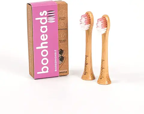 Booheads - Cabezales de Cepillo de Dientes Eléctrico de Bambú | Biodegradables Ecológicos Sostenibles Reciclables | Compatible con Sonicare | Cabezales de Repuesto de Cepillo de Dientes de Bambú -  