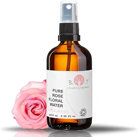 B.O.T Cosmetic & Wellness - Agua de Rosas Bio 100% Natural | Limpiador Facial Piel Seca, Sensible y Madura | Tónico Hidratante Antiedad | Desmaquillante Facial Ecológico, 250 ml  