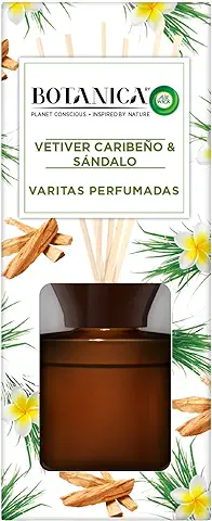Botanica by Air Wick Varitas Perfumadas - Ambientador Mikados, Esencia Para Casa con Aroma a Vetiver Caribeño Y Sándalo - 100 ml  