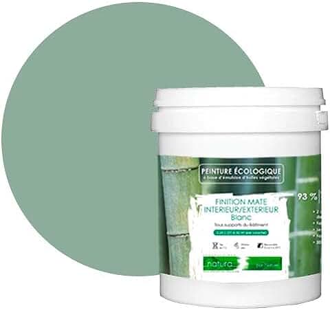 BOX DECO COULEURS Pintura Natural Ecológica Interior Exterior con Aspecto mate Natura – 1 l/13 m² [Clase Energética A+], Verde Salvia  