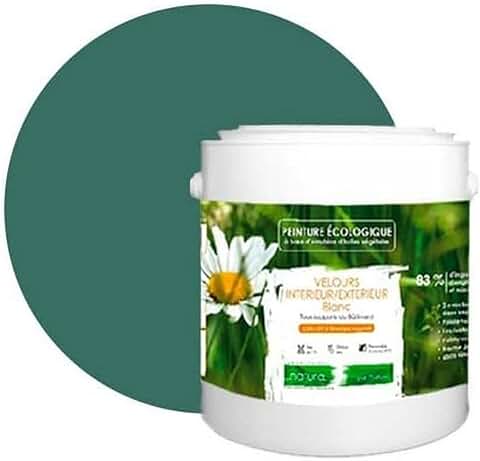 BOX DECO COULEURS Pintura Natural Ecológica Interior Exterior con Aspecto Terciopelo Natura – 2,5 l/33 m² [Clase Energética A+], Verde Tropical  