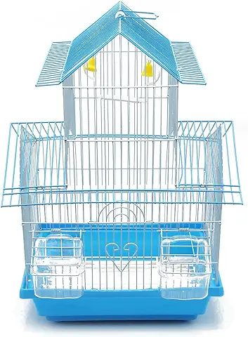 BPS Jaula Pájaros Metal con Comedero Bebedero Columpio Saltador Cubeta 2 Tamaños M/L Color Envia al Azar (M: 30 x 23 x 47 cm) BPS-1207  