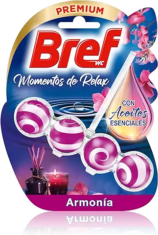 Bref Momentos de Relax Armonía Cesta WC (50g). Limpiador de Tazas de Inodoro con Aceites Esenciales, Colgador WC con Aroma Relajante y Duradero  