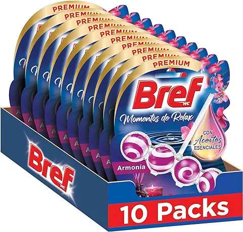 Bref Momentos De Relax Armonía Cesta Wc (Pack De 10 Unidades), Limpiador De Tazas De Inodoro Con Aceites Esenciales, Colgador Wc Con Aroma Relajante Y Duradero  