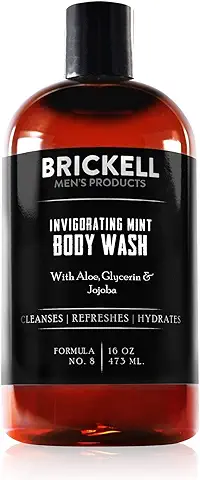 Brickell Men’s Products – Gel Limpiador Corporal Vigorizante con Menta para Hombre – Natural y Orgánico – 473 ml  